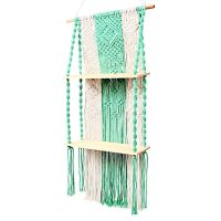 Macrame Wall Hanging Shelf Plants Storage Bookshelf Boho Floating Indoor Shelving for Bedroom Kitchen Bathroom 2 Tier