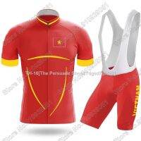 ✈ 2023 NEW Vietnam Cycling Jersey Set Summer Cycling Clothing Men Race Road Bike Shirts Suit Bicycle Tops Bib Shorts MTB Clothes