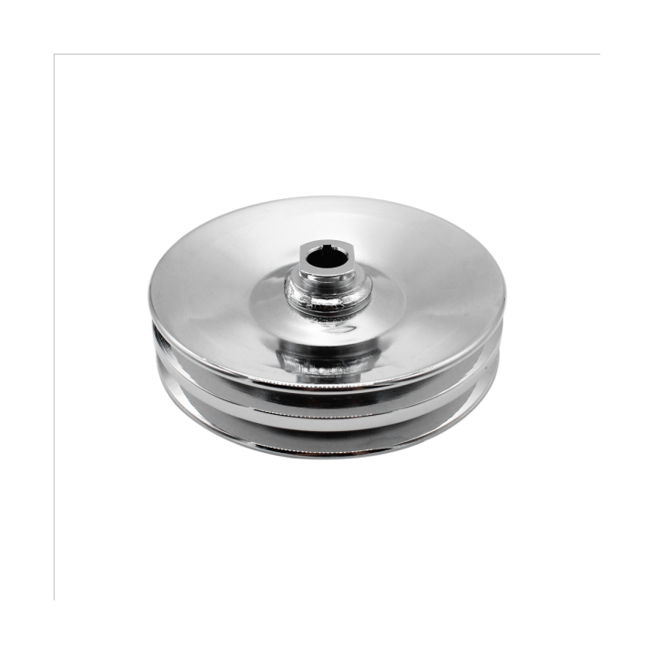 Chrome Double Groove Power Steering Pump Pulley Key Way Accessory for
