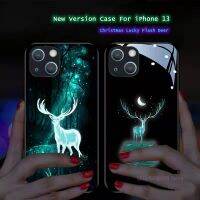 【Small M trend phone case】 ไฟแฟลช LED กวางในป่าสำหรับ iPhone 13 11 12 Pro X XR XS สูงสุด8 7คริสต์มาสปีใหม่เคสรูปกวางน่ารัก