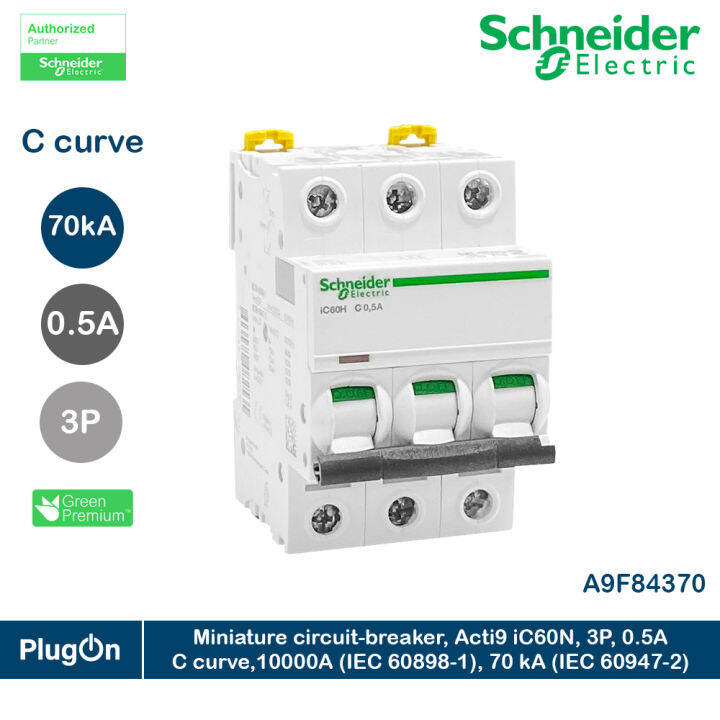 Schneider Electric A9F84370 Miniature Circuit-breaker, Acti9 IC60H, 3P ...