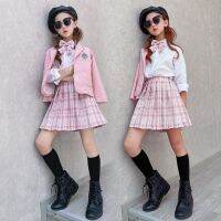 Girls Spring Autumn JK Shool Uniform Suit Set Children Blazer Shirts Skirts Clothing Set Kids Party Dance Performance Costume