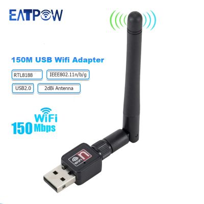 EATPOW USB อะแดปเตอร์ Wifi 150Mbps เสาอากาศ2Dbi 802.11N /G/b Dongle ไร้สายตัวรับสัญญาณ Wifi สำหรับคอมพิวเตอร์เดสก์ท็อปการ์ดเน็ตเวิร์ก