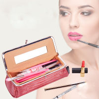 【cw】2021 New Women Pretty Makeup Bag with Mirror Portable Lipstick Cosmetic Bag Simple Make Up Organizer Tool Brush Storage Case ！