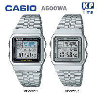 Casio Digital World Time นาฬิกาข้อมือผู้ชาย/ผู้หญิง สายสแตนเลส รุ่น A500WA ของแท้ประกันศูนย์ CMG