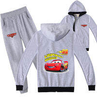 Lightning McQueen ชุดเสื้อโค้ทพร้อมซิปสำหรับเด็ก,กางเกงขายาวมีฮู้ดลายการ์ตูนใส่ได้ทั้งเด็กชายและเด็กหญิงผ้าฝ้าย PC1972 2ชิ้นสำหรับฤดูใบไม้ผลิฤดูใบไม้ร่วง65%