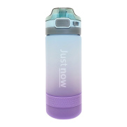 KM 600ml Girls Water Bottle Foldable Straw Large Capacity Sticker Gradient