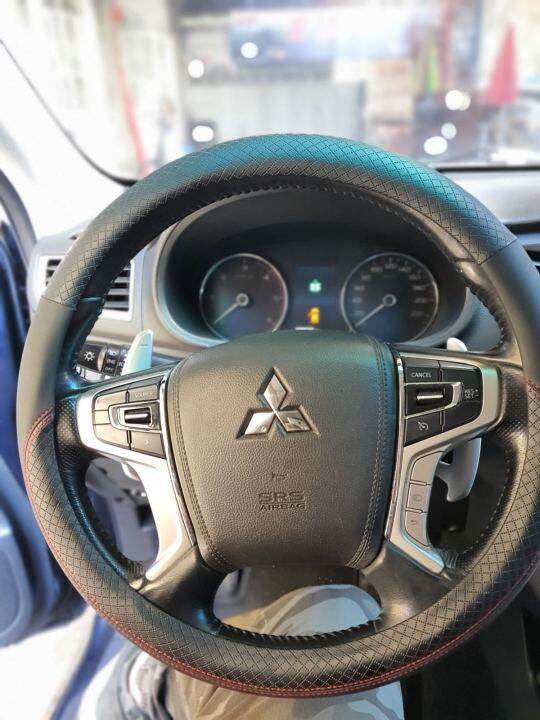 STEERING WHEEL COVER LEATHER WITH RED STITCH UNIVERSAL FIT Lazada PH