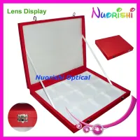 Nice Red Leather Display Case Box Tray for Holding 12pcs Optical Sample Lens Lenses free shipping D008-12