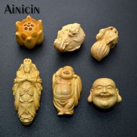 ZZOOI Mini Monk Buddhist Boxwood Carving  Buddha Guanyin Maitreya Shakya Muni Louts Pendants Crafts Figure Figurine Decor