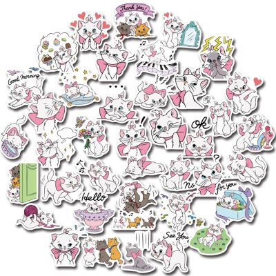 สติกเกอร์ ลายการ์ตูนแมวมารีน่ารัก กันน้ํา สําหรับตกแต่งสมุดภาพ มี 40 ชิ้น
