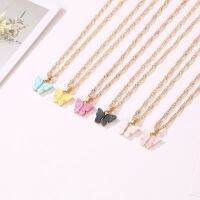 Necklace Women Korean Personality Hipster Acrylic Color Sweet Butterfly Necklace Sweet Beauty Styler Wild Clavicle Chain