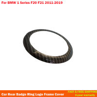 รถด้านหลังตราแหวนโลโก้กรอบครอบตัดคาร์บอนไฟเบอร์สีดำสำหรับ BMW 1 Series F20F21 2011-2019