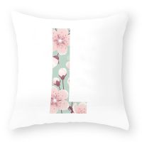 Pink Green Letter Cushion Pillowcase Flowers Sofa Pillowcase Polyester Pillowcase Decoration for Home