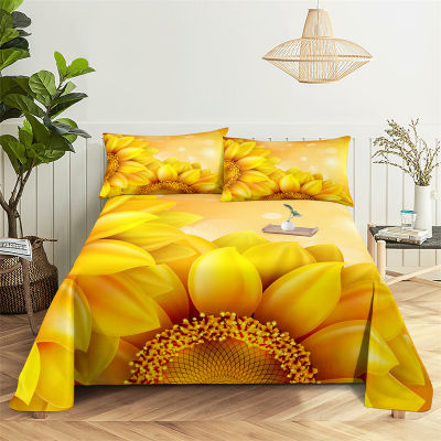 Hot Sunflower Queen Sheet Set Girl, Lady S Room Flower Bedding Set Bed Sheets And Pillowcase Bedding Flat Sheet Bed Sheet Set