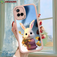 Jinsouwe เคสเคสมือถือสำหรับ Vivo เคส Vivoy33s Y33S สำหรับเด็กผู้หญิงลายการ์ตูนกระต่ายปกหนังกรอบกระจกเต็มตัว