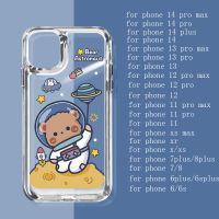 For IPhone 14 Pro Max IPhone Case Thickened TPU Soft Case Clear Case Shockproof Cute Bear Astronaut Compatible with For 13 12