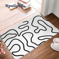 【cw】 Squiggle Maze Minimalist Abstract Doormat Soft Rug Non Mats for Room Washable Indoor Outdoor