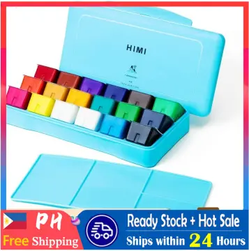 HIMI Gouache Paint Set 24 Colors x 12ml 5 Brushes Palette Pencils Eraser  Bucket