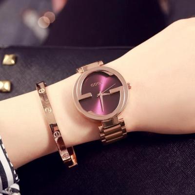 Guou แบรนด์แฟชั่นที่ไม่ซ้ำกันของผู้หญิงหรูหราทองคำสีกุหลาบเหล็กควอตซ์นาฬิกาข้อมือ Relogio Feminino หรูหราของผู้หญิงสุภาพสตรีชุดนาฬิกาชั่วโมง