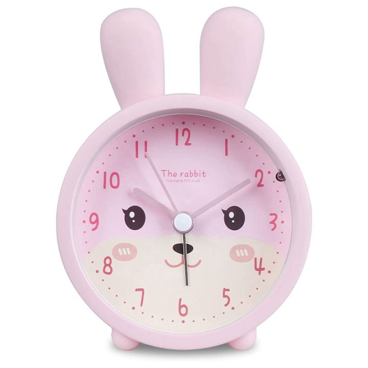 childrens-alarm-clock-for-girls-without-ticking-rabbit-childrens-alarm-clock-silent-alarm-clock-with-light-student