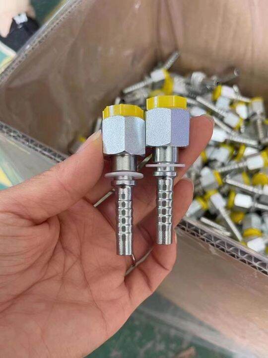 Metric M10M42 Crimp Straight Hydraulic Hose Fittings 45 Steel Withhold