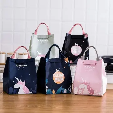 New Cartoon Printed Lunch Bag Women Cute Dinosaur Picnic Travel Thermal  Breakfast Box Girls School Child Lunch Box Tote Food Bag