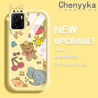 เคส Chenyyka สำหรับ VIVO Y15s Y15a Y01เคสการ์ตูนสัตว์น่ารักสีสันสดใสใหม่เคสโปร่งใสกันกระแทกโทรศัพท์เลนส์กล้องถ่ายรูปลายสัตว์ประหลาดน้อยสุดสร้างสรรค์เคสซิลิโคนนิ่ม