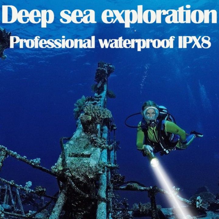 xhp70-2-18000lm-ใต้น้ำที่ทรงพลัง-ไฟฉายดำน้ำ-led-ดำน้ำสูง200เมตรโคมไฟนาฬิกากันน้ำลึก-ipx8ดำน้ำดำน้ำ30w