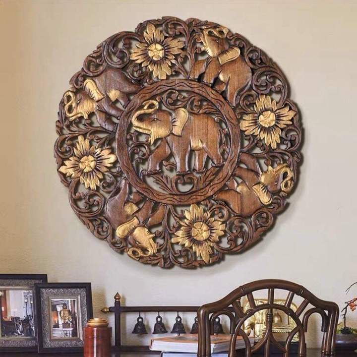 Decoration teak wood carved wall Elephant wood wall hanging wood wall ...