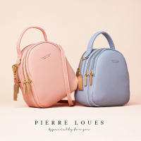 Pierre Loues กระเป๋าเป้ผู้หญิงสีทึบลำลองเรียบง่ายกระเป๋าเป้สะพายหลังขนาดเล็กความจุขนาดใหญ่