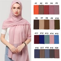 【Miki Xinyuan】ผ้าพันคอชีฟองผู้หญิง TurbanHijab Foulard Solid PlainHeadband ShawlSoft Silk Feeling Headscarves Bandana