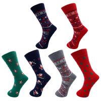 6 Pairs New Christmas Mens Socks Autumn Winter Christmas Funny New Year Santa Claus Christmas Tree Snow Elk Gift