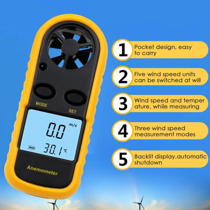 2-in-1 Mini Anemometer Digital High Precision Impeller Wind Speed ...