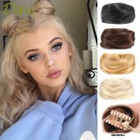 DIFEI Claw Clip-on Hair Buns Synthetic Curly Hair Chignon ​Fakehair Clip in Hair Heat Resistant Womens Hair Black Golden Bun Wig