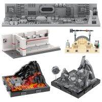 MOC Series สงครามระหว่างดวงดาวบล็อกตัวต่อ DIY ฉากภาพยนตร์ Mustafar Tatooine Trench Run Diorama รุ่นอิฐของเล่นสำหรับเด็ก