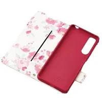 Elecom Xperia 5 IV [ SO-54C SOG09 ] Case Cover Notebook Type Leather Flower Design (Inside) Thin Lightweight Magnetic Closure Card Pocket Calls While Closed [Surprisingly Thin and Light] Strap Hole Deep Pink PM-X224PLFUJPND