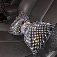 Diamond Crystal Bowknot Car Neck Pillow Rhinestone Auto Headrest Seat Support Waist Pillows Bling Car Accessories for Women