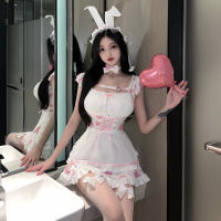 Night Dream Sexy Lingerie Sexy Pink Cow Uniform Suit Bunny Maid Role-Playing Pajamas 1616