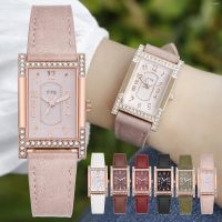 ⌚ นาฬิกาแฟชั่น⌚ Live good thing square diamond luxury dial digital time contracted lady wrist skin and women watch