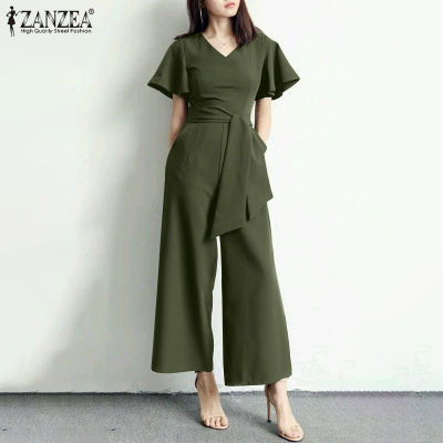 (จัดส่งฟรี)แฟชั่นผู้หญิง Fancystyle ZANZEA OL จั๊มสูทสำหรับออฟฟิศ Dungaree แขนสั้นมีซิปด้านหลังโดยรวม #11