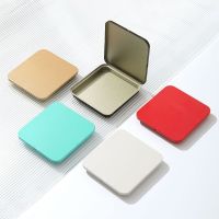 【DT】 hot  2 Pcs Mini Square Flap Tea Can White Tea Cake Flip Packing Iron Box Metal Sealing Tin Storage Box  Empty Containers Organizer