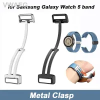 ดั้งเดิม☏สายตะขอแบบพับโลหะสำหรับ Samsung Galaxy Watch 5 5PRO 4แถบหัวเข็มขัดโลหะสำหรับนาฬิกา Samsung 40MM 44MM 45MM