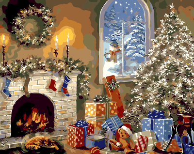 Xz Speth ภาพจิตรกรรมบนผ้าใบลาย Christmas Theme Diy ไม่มีกรอบรูปสําหรับตกแต่งบ้าน Xz6391Yh Wcl