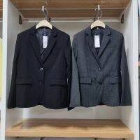 Uniqlo ห้องลองเสื้อ2022ฤดูใบไม้ร่วงผู้หญิงชุดอีลาสติกเสื้อแจ็คเก็ต Commuter Professional สวมใส่เสื้อแจ็คเก็ตลำลอง E450558