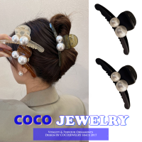 เครื่องประดับ COCOJEWELRY 11.5ซม. * 3.5ซม. ไข่มุกเกล็ดหิมะแบบเรียบง่ายกิ๊บติดผมระดับไฮเอนด์แบบเกาหลีกิ๊ฟติดผม