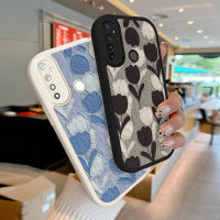 เคสลาย Tulip Lambskin สำหรับ Realme 5 5i 5S 6i 6 6S 7 4G Global 8 Narzo 20 Pro เคสโทรศัพท์ป้องกันเลนส์ครอบคลุมหนัง PU + กันแดดป้องกันปลอกนิ่ม