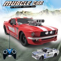 1:16 RC Car Retro Ford Mustang Model 4 channels Remote Control Car 27Mhz With Music Lights Christmas Gift Toys For Kids