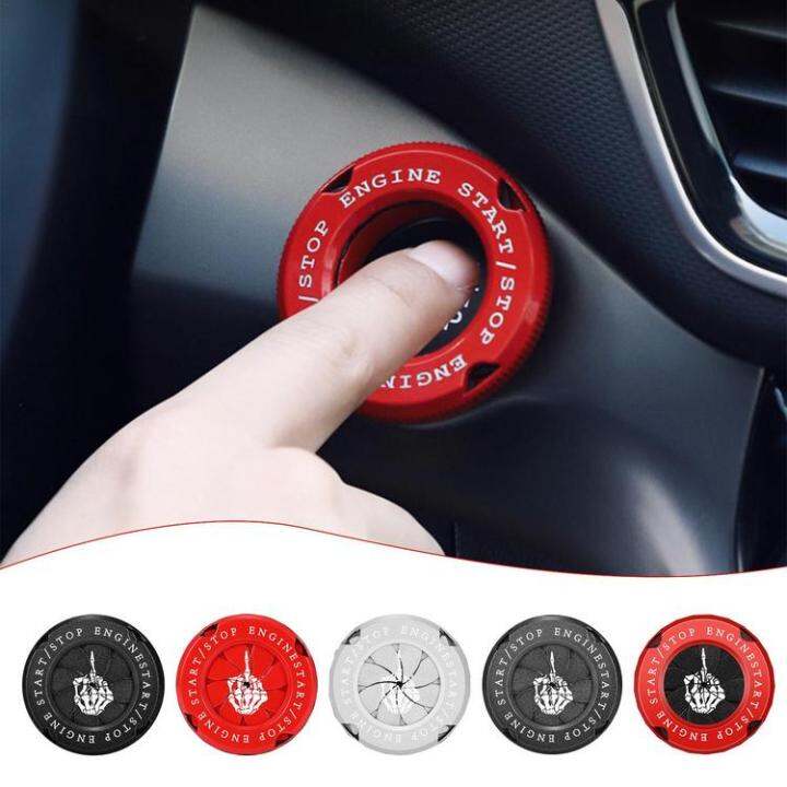 one-button-start-cover-push-to-start-ignition-cover-middle-finger-design-car-engine-decoration-automobile-interior-accessories-supple