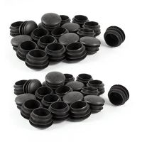 40 Pcs Black Plastic 25mm Dia Blanking End Caps Round Tube Insert